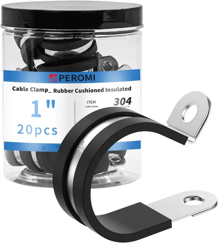 Miniatura 9 de 12 piezas de abrazaderas de cable dobles de 1-1/2" con refuerzo remachado actualizado, abrazaderas de tubo de bucle aislado con almohadilla de goma