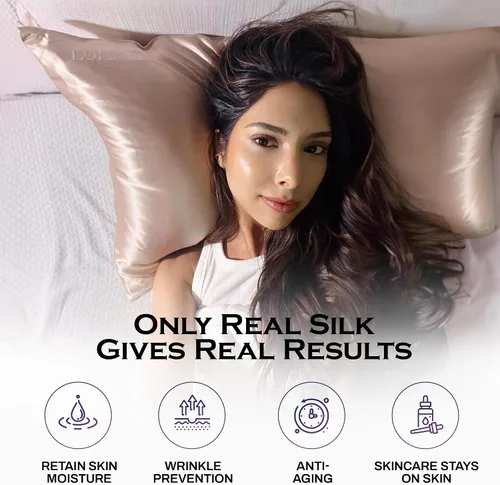 Miniatura 3 de Funda de almohada de seda real de morera 100% pura de grado 6A, 22 momme (ambos lados), para cabello y piel, sin acné, 1 unidad en caja de regalo