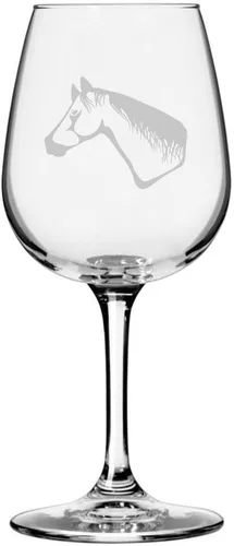 Miniatura 82 de Morgan Body Horse - Copa de vino grabada multiusos (12.75 onzas)