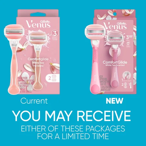 Miniatura 2 de Gillette Venus ComfortGlide - Maquinilla de afeitar para mujer, barras de gel perfumadas de té blanco, incluye 1 mango de afeitar reutilizable + 2