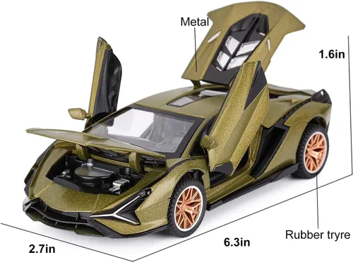 Miniatura 5 de SASBSC Coches de juguete Lamb para niños Sian Modelo de coche de metal fundido a presión con luz y sonido Fkp3 Coche de juguete tirando hacia atrás