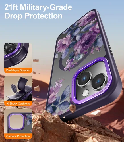 Miniatura 550 de Goodon para iPhone 15 Pro Max con protector de pantalla de privacidad, compatible con Magsafe, funda translúcida mate a prueba de golpes - Linda