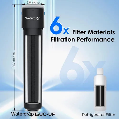 Miniatura 9 de Waterdrop 15UC-UF - Filtro de agua en línea de 0.01 μm para refrigerador, 2 años, filtro de agua en línea para máquina de hielo, ideal para máquina