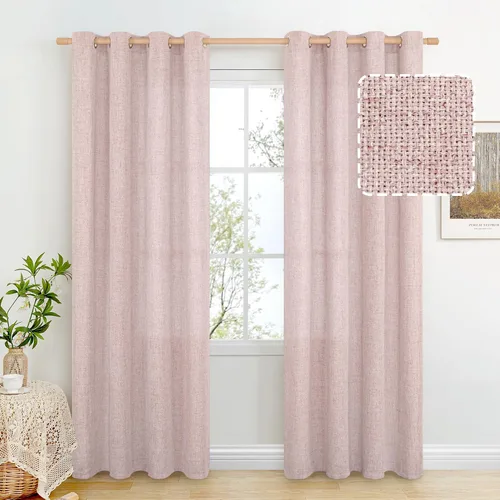 Miniatura 122 de BGment Cortinas de Lino Beige de 63 Pulgadas de Largo 2 Paneles - Tratamientos para Ventanas con Textura de Arpillera Filtrantes de Luz Cortinas