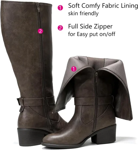 Miniatura 3 de Luoika Botas altas hasta la rodilla extra anchas para mujer, botas altas de invierno de ancho ancho.