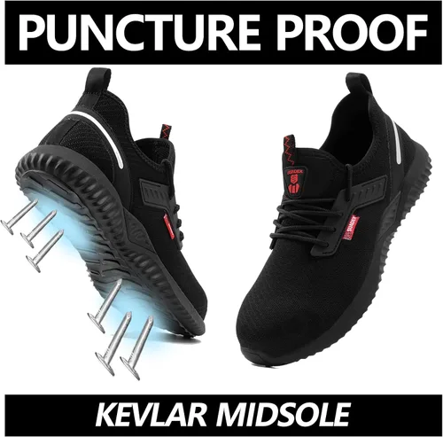 Miniatura 3 de SUADEX Zapatos de punta de acero para hombres y mujeres, zapatos de trabajo ligeros, indestructibles y transpirables, zapatos de seguridad