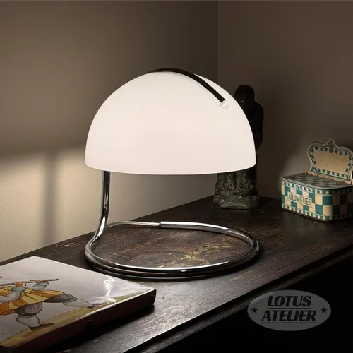 Miniatura 8 de Lámpara de mesa Lotus Atelier de cromo Bauhaus Lámpara de mesa retro de hongo para estética de habitación, iluminación moderna para dormitorio