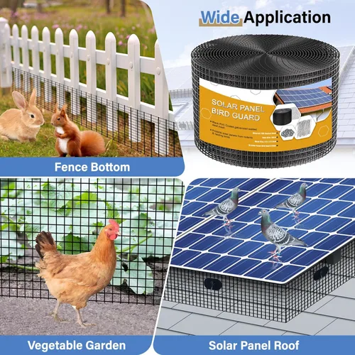 Miniatura 7 de Protector de Paneles Solares contra Pájaros, Kit de Rollo de Malla Protectora contra Animales de 6 pulgadas x 100 pies para Red de Protección
