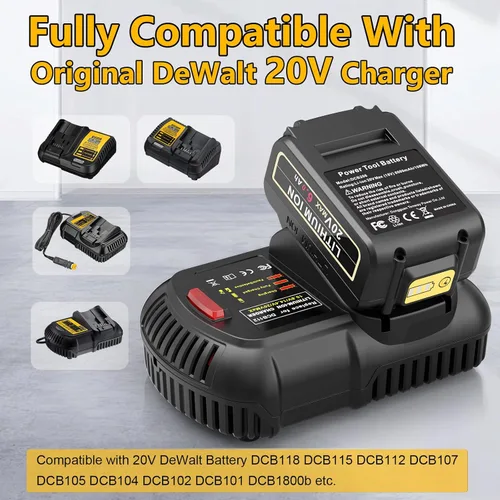 Miniatura 4 de 4 paquetes de reemplazo para batería DeWalt de 20V Max, batería de litio de alta capacidad de 6.0Ah compatible con DeWalt Baterias 20V DCB206 DCB205
