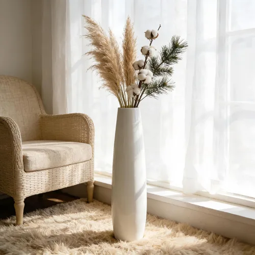Miniatura 9 de White - Florero de cerámica de 28 pulgadas de alto, jarrones decorativos grandes para decoración moderna del hogar, sala de estar, jarrón grande