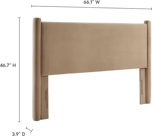 Miniatura 31 de Modway Rael Queen - Cabecera tapizada con pilares en color gris pardo - Cabecera de terciopelo resistente a las manchas para camas tamaño Queen Topo