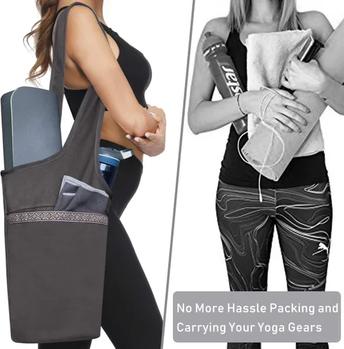 Miniatura 5 de Ewedoos Canvas Yoga Mat Bag Fits Most Mats Yoga Bag with Large Storage Pockets to Hold More Accessories Ideal for Pilates Workout Gifts & Travel