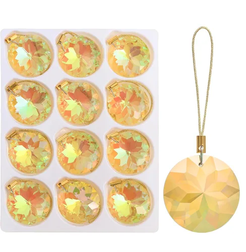 Miniatura 8 de 12 piezas de adornos de bolas de Navidad de cristal de vidrio, 1.18" mini redondas prisma de flores, adorno para colgar para árbol de Navidad