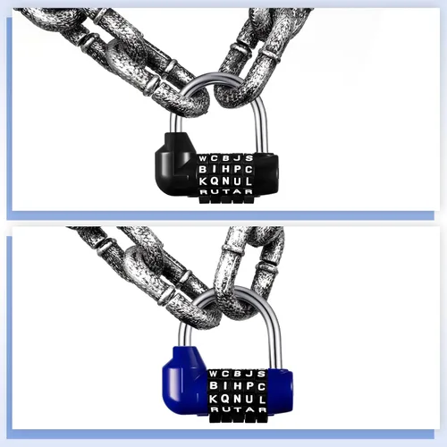 Miniatura 7 de Qunclay Candado de seguridad con cerradura de combinación de 5 letras para gimnasio, color negro y azul, candado de seguridad para escuela