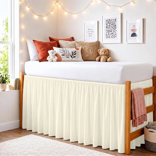 Miniatura 19 de Twin XL 28" Drop Extra Long BedSkirt, Premium Brushed Microfiber Tailored Drop, Put On Elastic Wrap Around Long Dust Ruffle, Split Corner, Bedroom