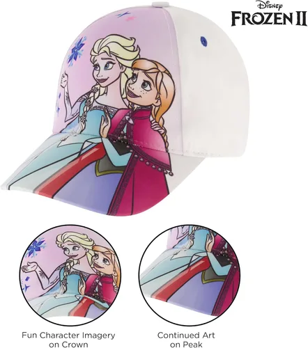 Miniatura 3 de Disney Gorra de béisbol, Frozen Elsa & Anna ajustable para niños de 4 a 7 años, Blanco