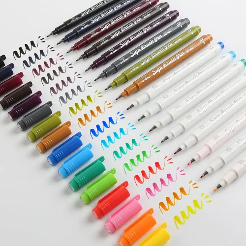 Miniatura 5 de Fudenosuke GC-SB16 - Bolígrafo de pincel para caligrafía, 16 colores, para letras a mano, caligrafía, dibujo, escritura, diario