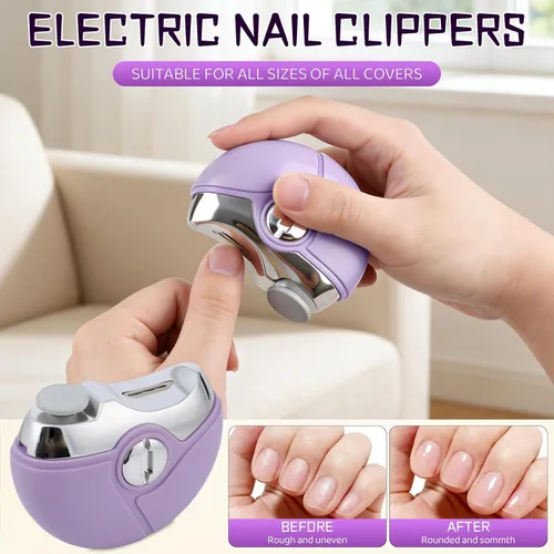 Miniatura 2 de Cortaúñas eléctrico, 2 en 1, cortaúñas automático, con 2 velocidades ajustables, recortador de uñas para personas mayores, adultos (caqui)