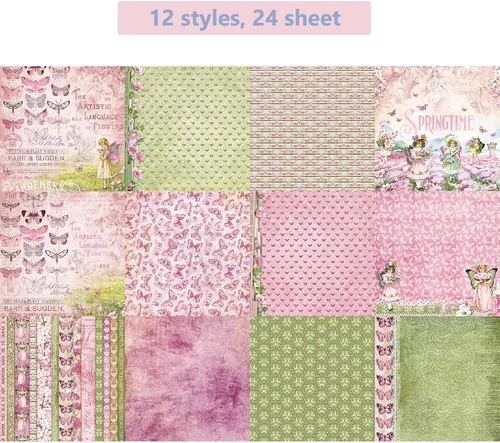 Miniatura 4 de 48 hojas de papel de álbum de recortes floral morado/rosa rosa de hortensia, 6 x 6 pulgadas, bloc de papel de patrón de una sola cara, suministros