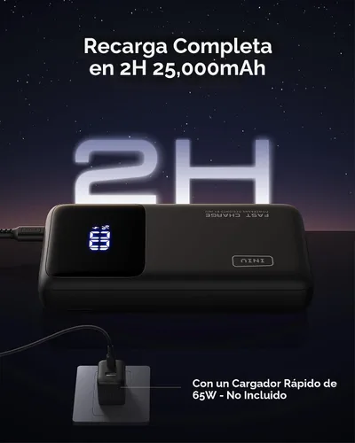 Miniatura 7 de INIU Power Bank, 25000mAh 100W USB C Cargador portátil para laptop, paquete de batería de 3 salidas con carga rápida PD QC, cargador de viaje