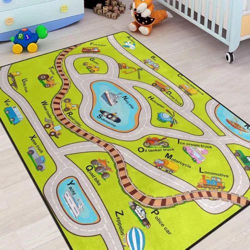 Miniatura 43 de Alfombra para Niños, Alfombra de Oruga Arcoíris ABC Letras del Alfabeto Tapete Educativo - 5x7 Pies Alfombra de Área de Aprendizaje con Respaldo