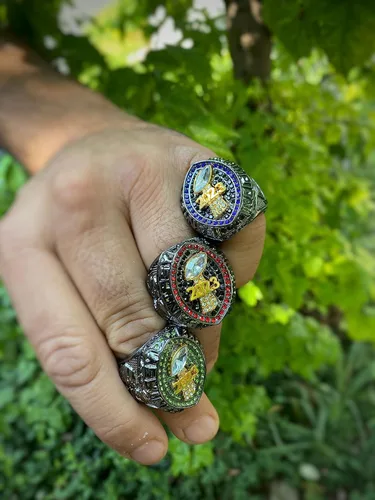 Miniatura 7 de Anillo de trofeo del campeonato de fútbol de fantasía 2023 Premio chapado en bronce negro para el ganador de la Liga de Fútbol Fantasía