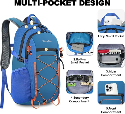 Miniatura 4 de Seektop Mochila plegable impermeable de 20L para senderismo, mochila ultraligera pequeña y ligera para el día, mochila compactable para hombres