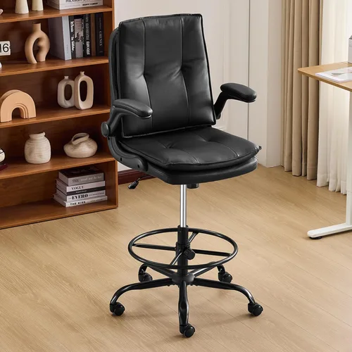 Karl home Silla de dibujo ajustable en altura para escritorio de pie, silla de escritorio giratoria de oficina alta tapizada de poliuretano con Pu