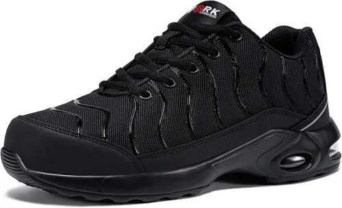 LARNMERN Air Cushion Steel Toe Shoes for Men Wide Women Lightweight Breathable Work Safety Sneakers Puncture Proof Slip Resistant Tennis Shoe