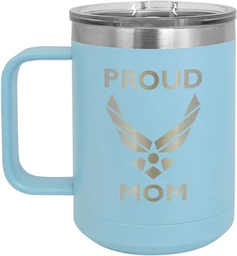 Miniatura 19 de PROUD AIR FORCE MOM BLACK Taza de café de 15 oz con tapa deslizante Taza de café de viaje aislada Ideas de regalo del día de la madre de hijo