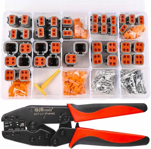 Miniatura 10 de JRready DW1009 Kit de conectores Deutsch, conectores DT grises de 2, 3, 4, 6, 8 y 12 pines, tamaño 16 contactos formados con sello (14-18AWG)