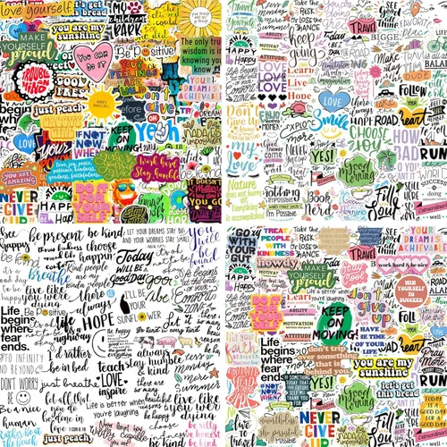 Miniatura 10 de 300 unidades de calcomanías lindas e inspiradoras para botellas de agua, calcomanías motivacionales para adultos, adolescentes, profesores