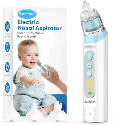 Aspirador nasal para bebé, aspirador nasal recargable para bebé, aspirador nasal para bebé con 3 puntas de silicona, succión ajustable, aspirador de