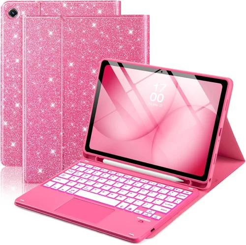 Miniatura 10 de EAMPANG Funda con purpurina y teclado trackpad para Samsung Galaxy Tab A11 Plus/A9 Plus de 11 pulgadas, Smart Touchpad 7 colores retroiluminados
