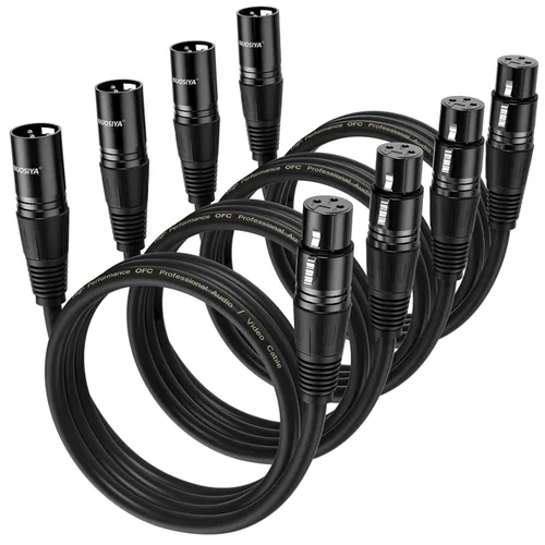 Miniatura 12 de Cable XLR de 1.5 pies, 6 unidades, cables de micrófono, cable de altavoz de micrófono equilibrado de alta calidad con cable XLR macho a hembra DMX