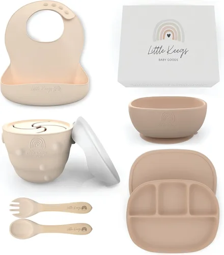Juego de alimentación para bebés, juego de regalo imprescindible para bebés, suministros de destete para bebés, juego de alimentación de silicona