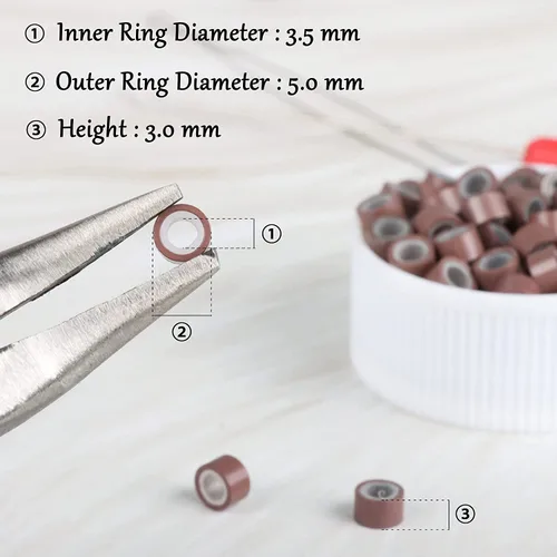 Miniatura 6 de Kit de herramientas de extensiones de cabello, 500 piezas de cuentas de microanillo, 1 alicates de extensión de cabello, 1 aguja de gancho, 1 lazo