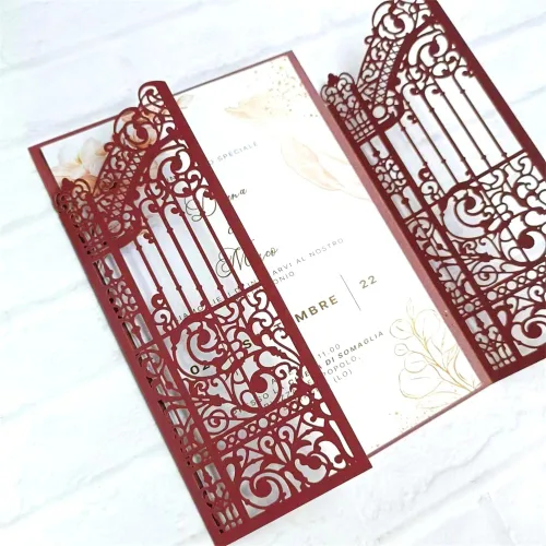 Miniatura 14 de MillaSaw Black Gate - Tarjeta de invitación cortada con láser para boda, compromiso, sirena, fiesta de cumpleaños, 25