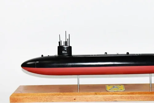 Miniatura 5 de USS Pollack SSN-603 Modelo submarino, Marina de los EE. UU., Modelo a escala, caoba, clase de permiso