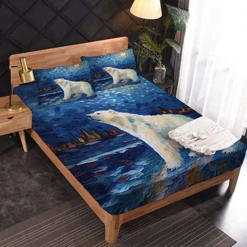 Miniatura 2 de Bear Sheets tamaño individual – Sábanas de cama de animales de dibujos animados, microfibra suave y bolsillo profundo, sábanas y fundas de almohada