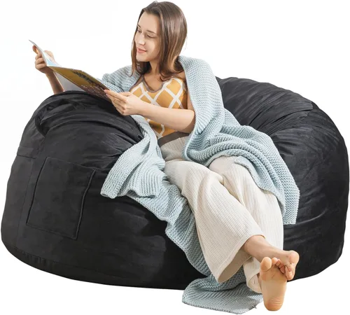 EDUJIN Puf de espuma viscoelástica para adultos, funda de terciopelo suave, elegante sofá para sala de estar, práctico bolsillo y diseño de asa de