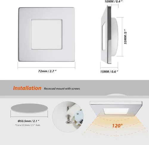 Miniatura 6 de Dream lighting Luces LED empotrables cuadradas para caravana, remolque, cámper, iluminación interior de 12 voltios, 3.0 W, 2.7 pulgadas, carcasa