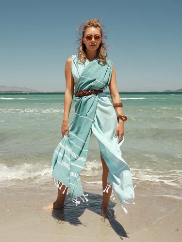 Miniatura 5 de BAY LAUREL Toalla de playa turca con bolsa de viaje, 39 x 71 pulgadas, de secado rápido, sin arena, ligera, grande, toallas de gran