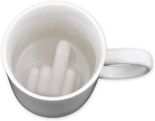 DS. DISTINCTIVE STYLE Taza De Café De Dedo Medio De Cerámica 350 Mililitros Taza De Café Divertida Taza De Té Con El Dedo Medio En El Interior -