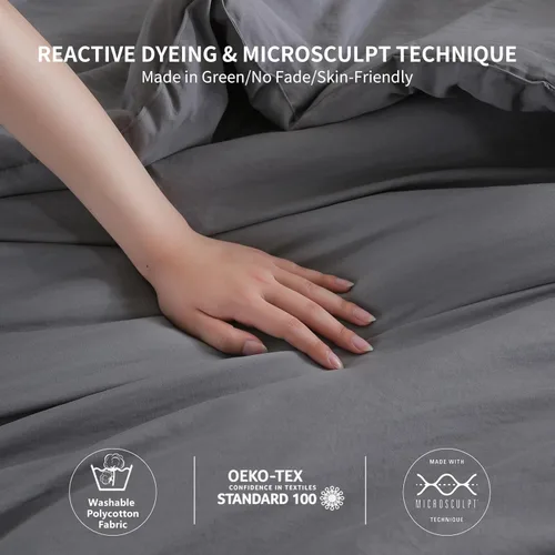 Miniatura 3 de COTTEBED Juego de edredón gris ultra suave, tamaño Queen Full, ropa de cama para todas las estaciones, ligero, difuso, esponjoso, moderno, de Gris