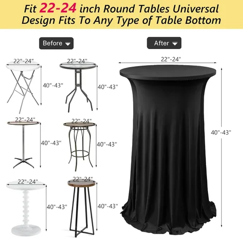 Miniatura 2 de ANMINY Paquete de 4 fundas para mesa de cóctel de elastano con falda con volantes, ropa de cama elástica para mesas redondas de 24 pulgadas