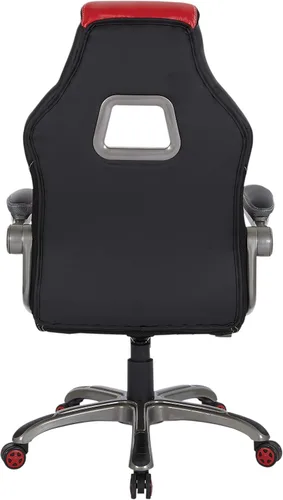 Miniatura 8 de OSP Home Furnishings Race Car - Silla ajustable para juegos, cuero consolidado gris carbón con detalles rojos