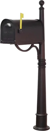 Miniatura 3 de Buzón clásico con poste de aluminio, buzón negro con poste Ashland - SCC-1008_SPK-600-BLK