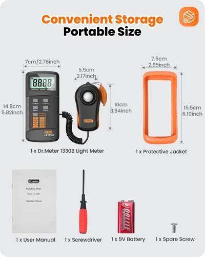 Miniatura 8 de Dr. Meter LX1330B iluminancia Digital/luz metro, 0 - 200,000 Lux Luxmeter