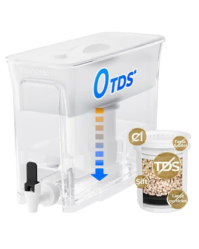 Waterdrop 0 TDS - Dispensador de filtro de agua delgado de 35 tazas, gran capacidad, reduce TDS, cloro, PFOA/PFOS y más, sin BPA, blanco (con 1